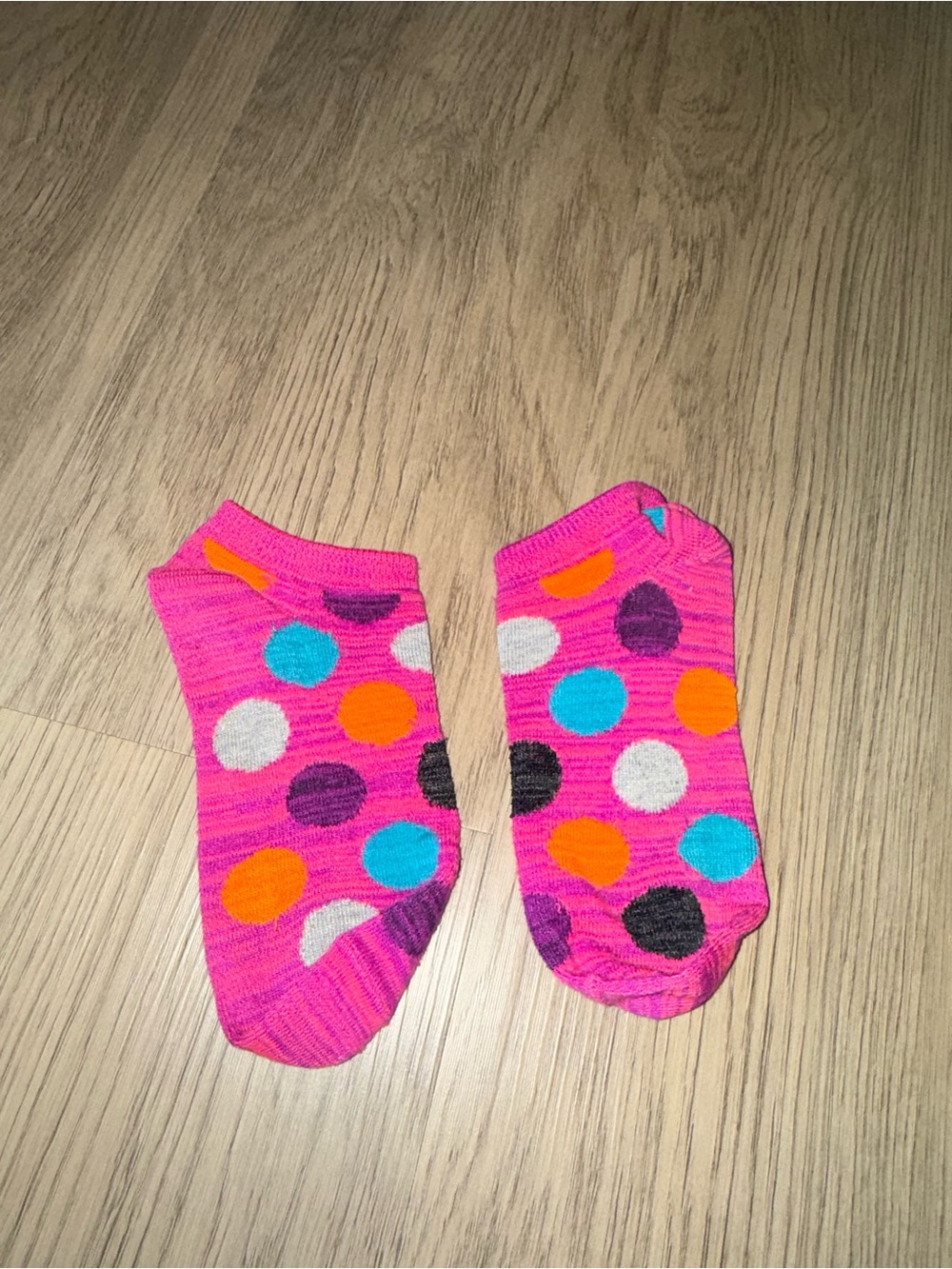 USED worn women’s No-Show Polka Dot Socks for Women in Bright Pink